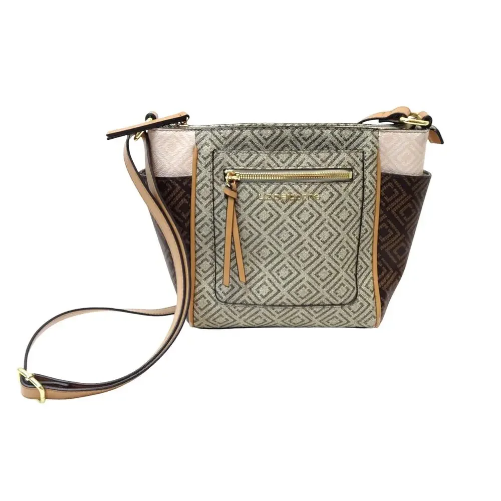 Liz Claiborne Brown & Beige Geometric Crossbody Bag